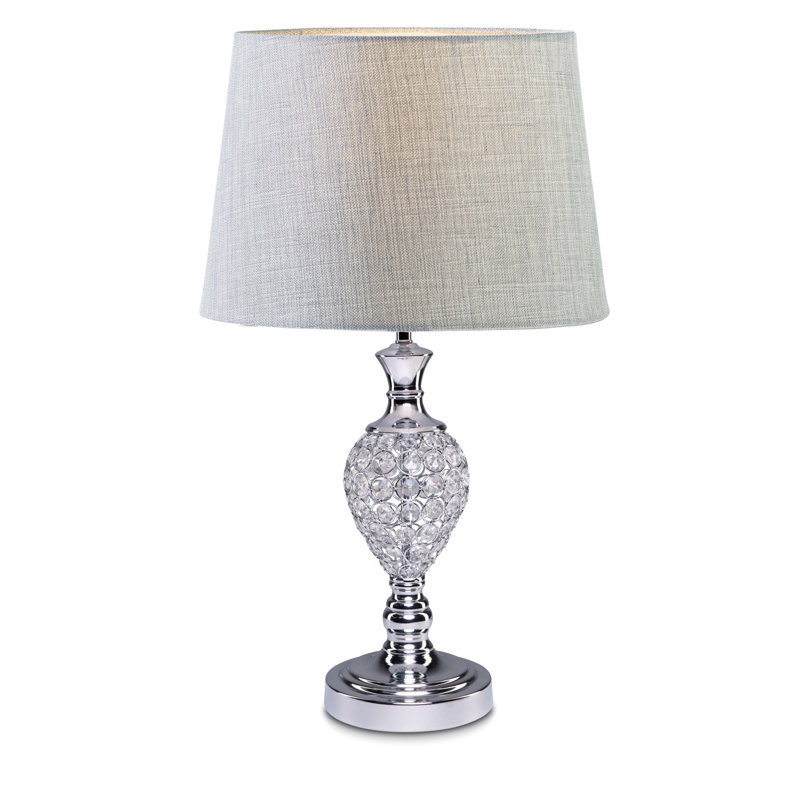 Glass Beaded Chrome Silver 54cm Metal Table Lamp