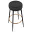 Modern Velvet Bar Stool with Gold Footrest and Black Metal Legs, Counter Height Kitchen Stool-1462102457