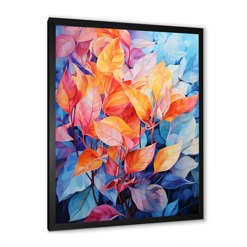 «Colorful Pastel Vibrant Foliage II», reproduction sur toile, Cadre simple noir, H 32 po x l 16 po x P 1 po
