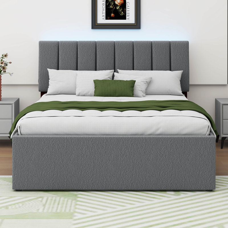 Pavelle Upholstered Platform Bed, Gray