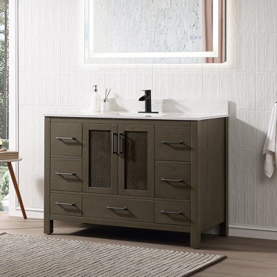 Ensemble de meuble-lavabo simple 48 po avec comptoir en quartz