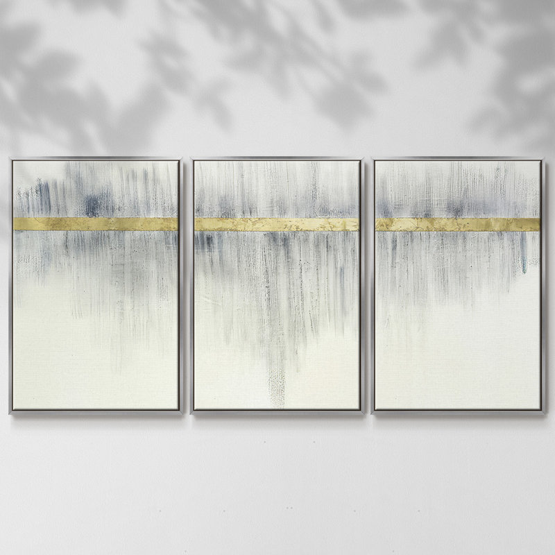 Ensemble de 3 pièces encadrées sur toile imprimées Foertell, Encadrement argenté, H 36 po x l 75 po