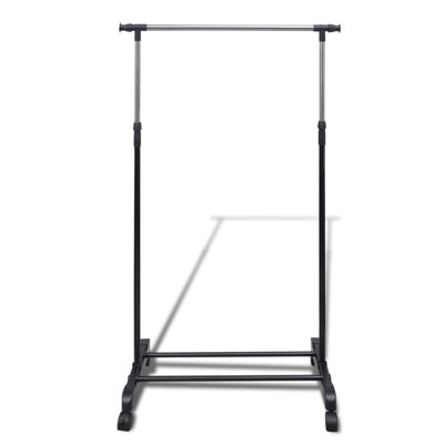 Portemanteau en acier inoxydable noir et argenté avec portemanteau réglable en plastique PP