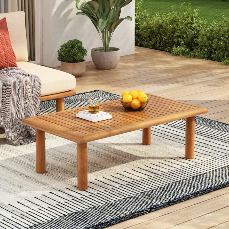 Laguna Outdoor Modern Coastal Solid Acacia Wood Coffee Table With Slatted Top