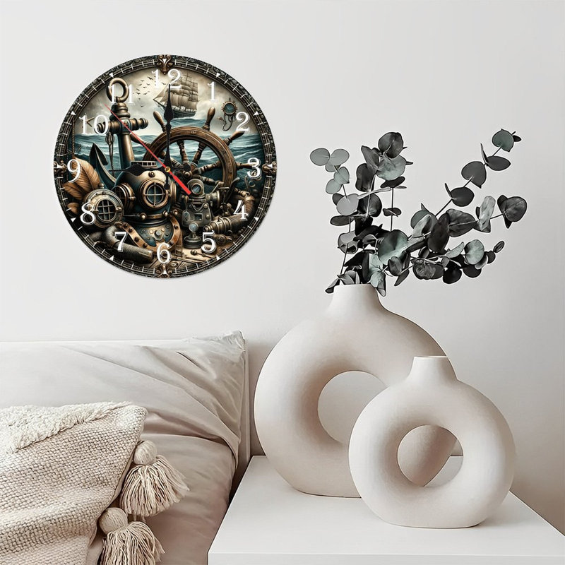 Horloge murale en bois 10 po, mouvement silencieux, à piles (piles AA non incluses), décor artistique, parfait pour les décorations