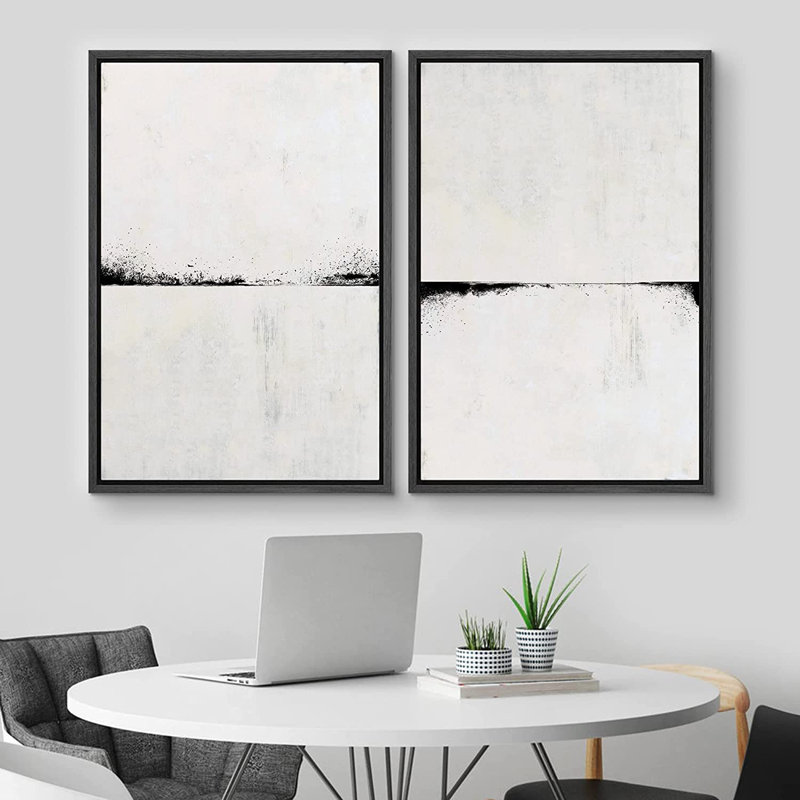 Ensemble de 2 reproductions encadrées sur toile, Noir, H 36 po x l 48 po x P 1,5 po