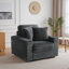 Chaise d'appoint en fausse fourrure moderne avec porte-gobelet et deux coussins Ermia