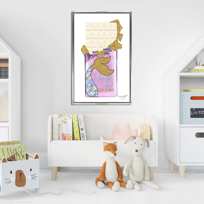 «Mermaid Chocolate Salty & Sweet 2» par By Jodi - impression, Cadre flottant argent, H 43,5 po x l 27,5 po x P 2 po