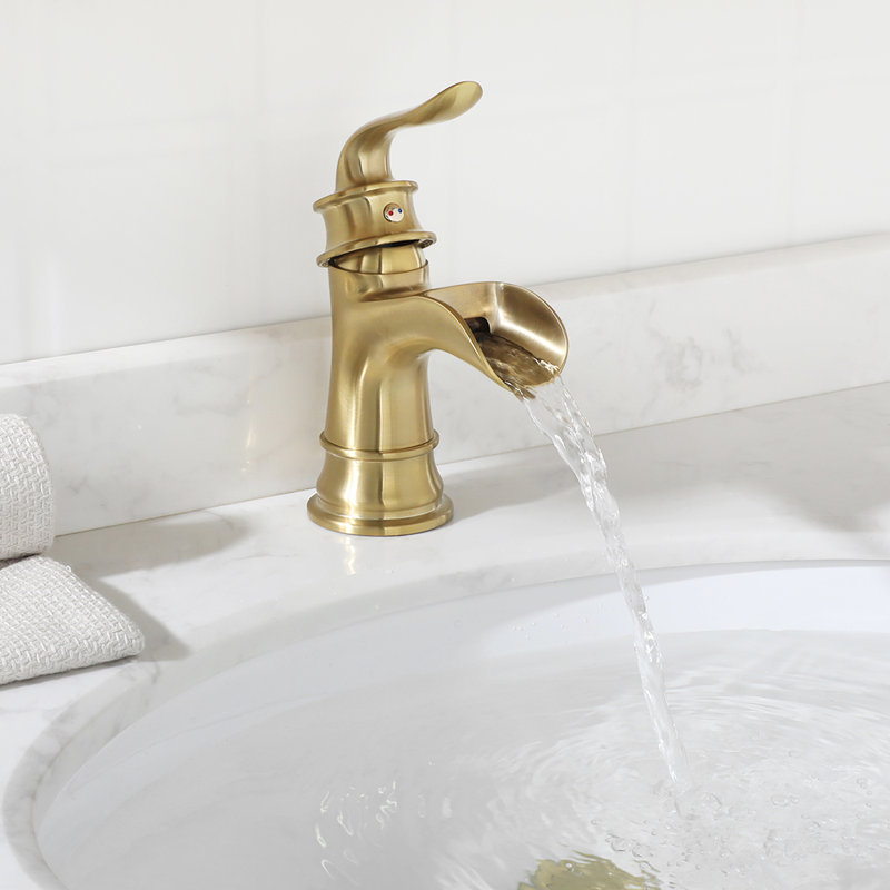 Single Hole Bathroom Faucet with Drain Assembly, Brushed Gold