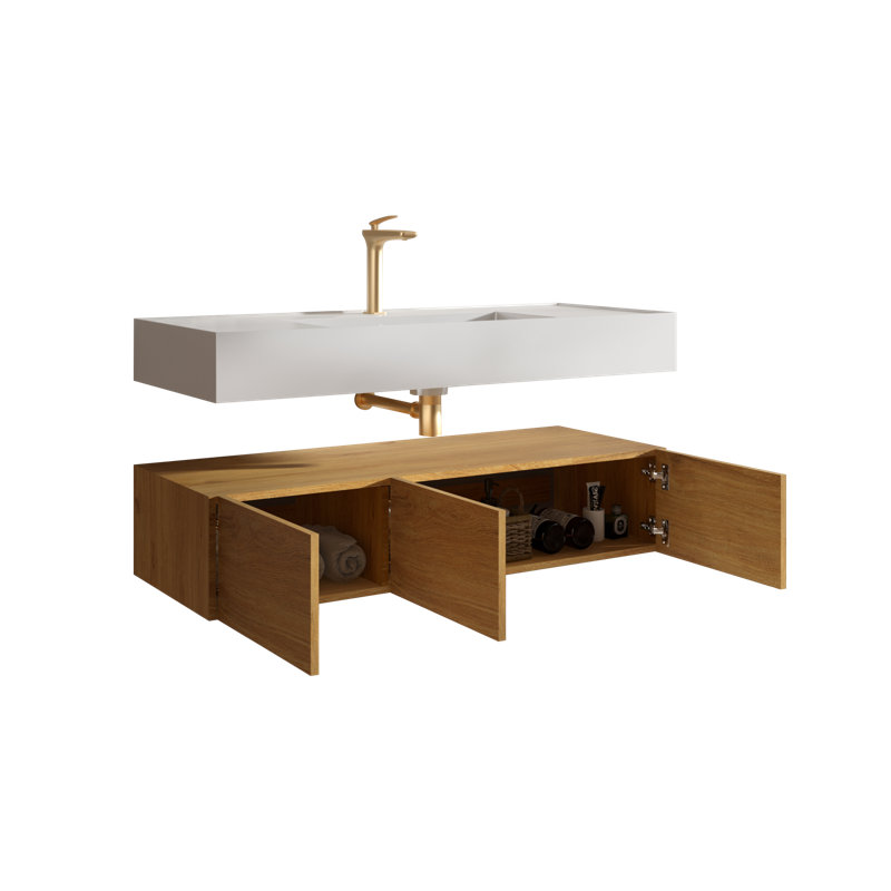 Meuble-lavabo simple 47,2 po avec plateau en bois manufacturé Jodice