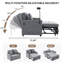 Canapé-lit convertible 3 en 1 en lin, dossier réglable à 90 ° et 180 °, lit escamotable avec port USB, support pour téléphone, oreiller et couverture-111823837