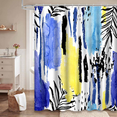 Geometric Watercolor Shapes Tropical Leaves Abstract Palm Ink Doodle with 12 Hooks