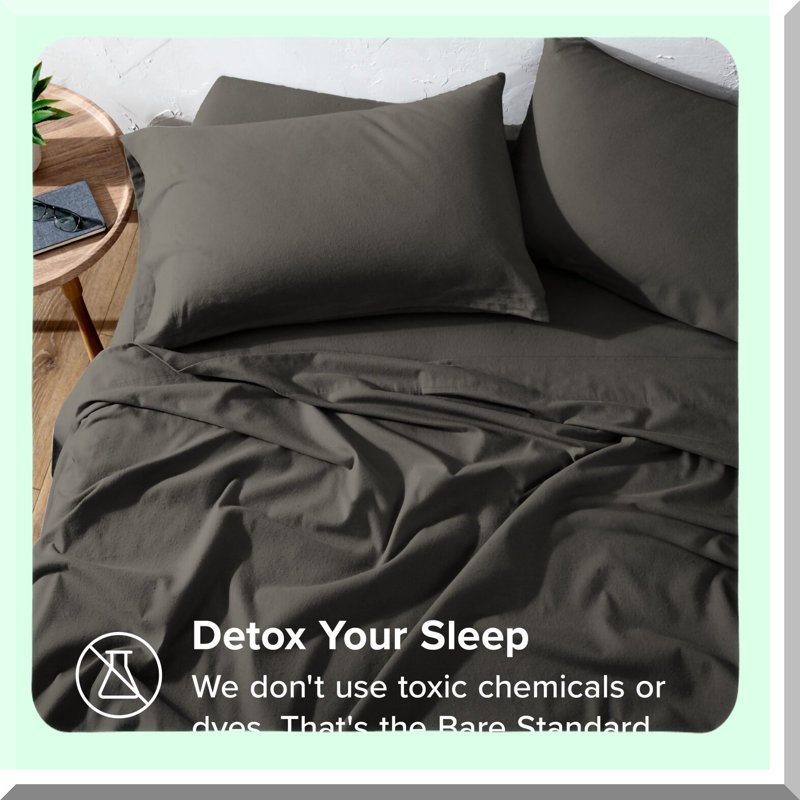 VelvetLux Cotton Flannel Sheet Set - Ultra Soft Heavyweight Double Brushed Flannel - Deep Pocket Fitted Sheets - Grey - Cozy Bedding Essentials
