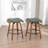 Federica Modern Upholstered Faux Leather 360° Swivel Stools with Curved Wood Legs-168019627