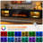 80'' Floating Fireplace Tv Stand With 36" Electric Fireplace, Led Light Entertainment Center With Storage, Wall Mounted Media Tv Console With Glass Door For Living Room-1312457079
