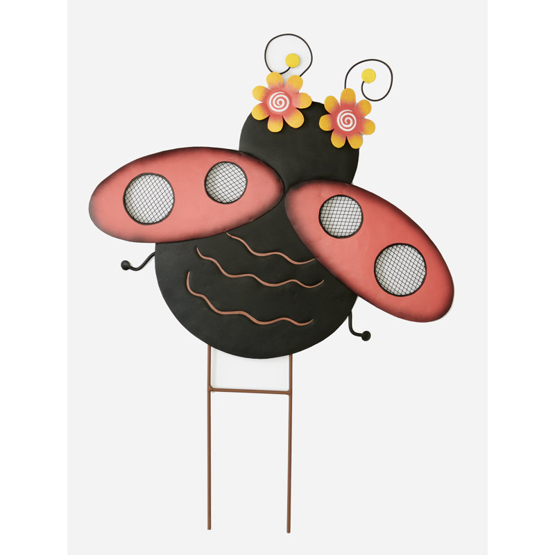 Piquet de jardin en métal pour coccinelle