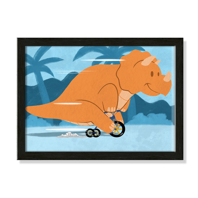 «Riding Dino 2», impression sur papier, H 10 po x l 14 po x P 1,18 po, Encadré de boîte noir