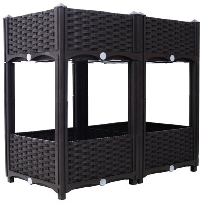 Lit surélevé brun en polypropylène - drainage de 31,5 po x 15,7 po x 27,7 po pour les légumes, les fleurs et les herbes Jardinière en pot sur pied 31,5 po x 15,7 po x 27,7 po