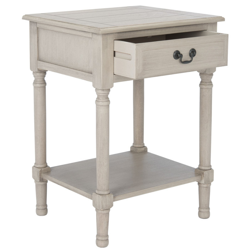 Peters End Table with Storage, Greige