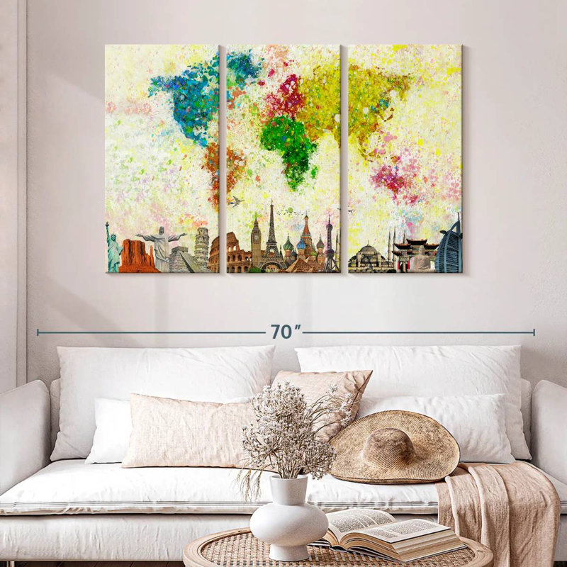 Carte du monde Aliaz Paint Splash, H 32 po x l 50 po