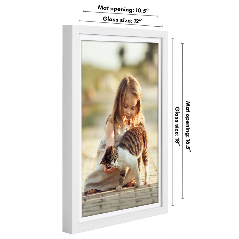 Americanflat Gallery-Style Deep Moulding Picture Frame with Mat to Secure Artwork, Prints, and Photos, 13.07" W x 19.09" H