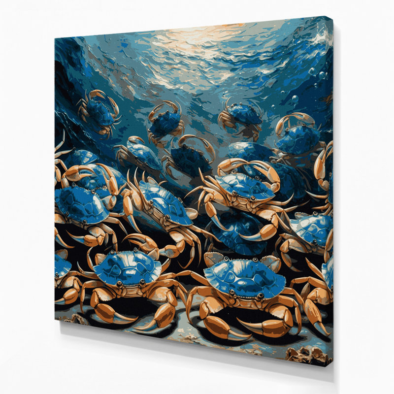 Art mural sur toile, "Nautical Crabs", H 32 po x l 32 po