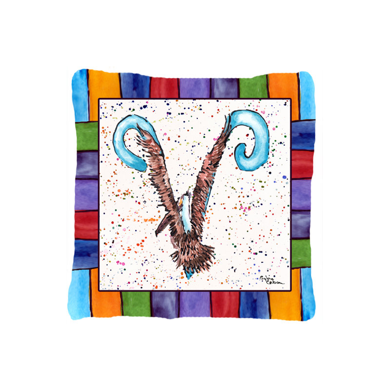 Beach and Seafood Monogram Indoor/Outdoor Throw Pillow, V
