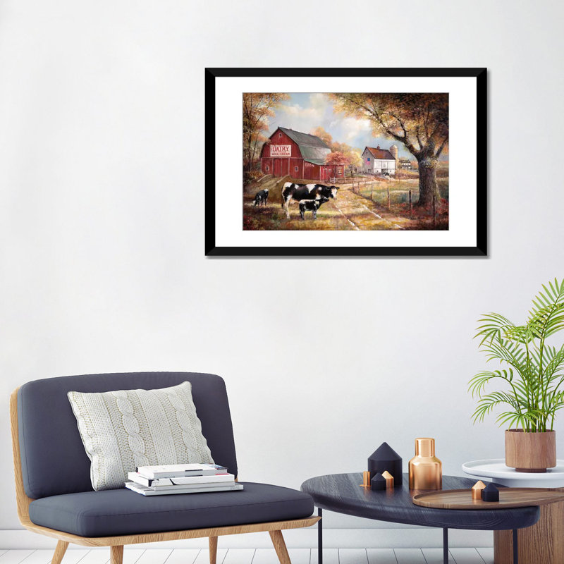 «Memories on the Farm», reproduction sur toile, H 24 po x l 32 po x P 1 po, Papier beaux-arts encadré noir