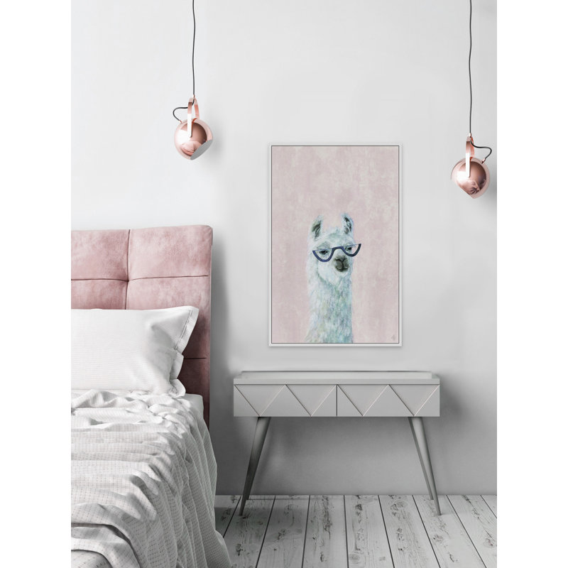 « Posh Llama II » (lama chic), reproduction imprimée sur toile tendue, H 45 po x l 30 po x P 1,5 po, Cadre blanc