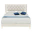 Lit double, beige, structure de lit tapissier, bois de peuplier, revêtement en velours, lit douillet, structure bien conçue, retraite personnelle, tête de lit, lecture, détente, remplacement facile du matelas-130155982