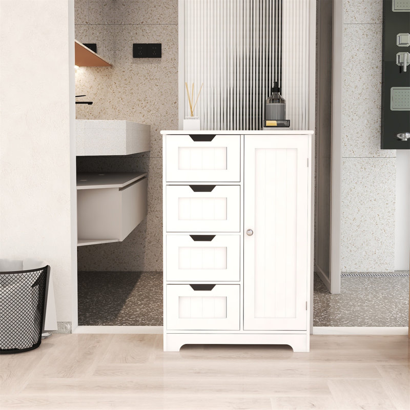 Armoire de rangement autoportante blanche avec tablettes réglables