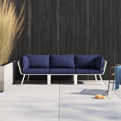 Modway Riverside 3 Piece Outdoor Patio Aluminum Sectional Sofa Set