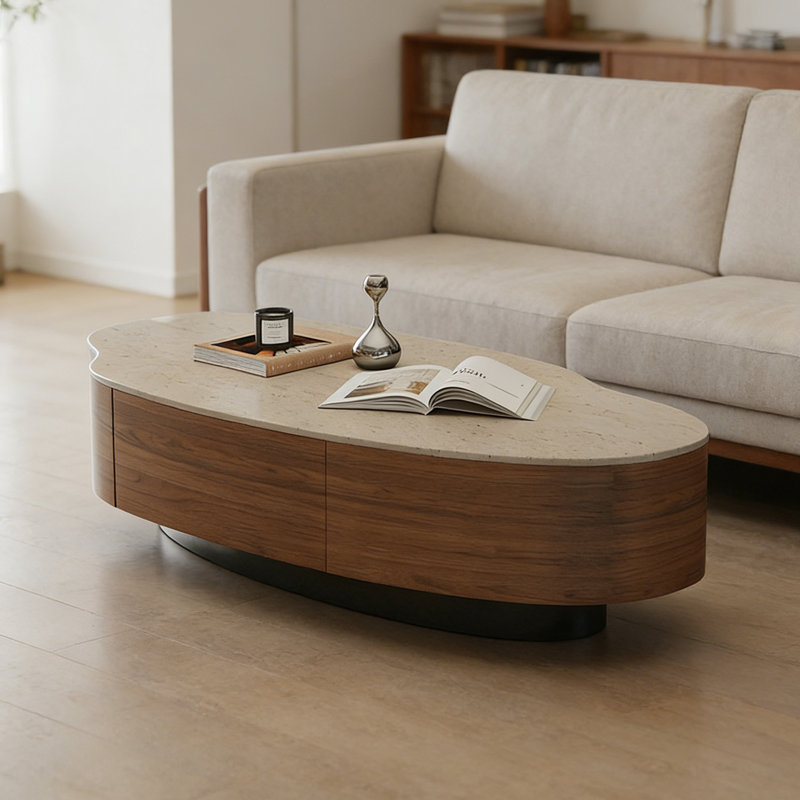 Table basse de salon Modern Creativité, H 12,99 po x L 47,24 po x l 23,62 po, Brun