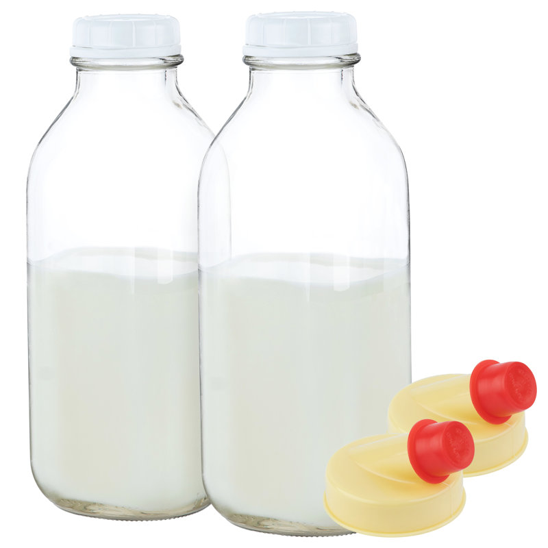 Caeson 33 Oz. Milk Bottles with Pour Spouts