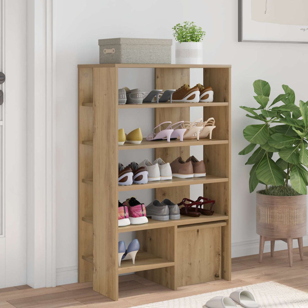 Shoe Cabinet With Shelf With Storage 2 Pcs Engineered Wood Organizer