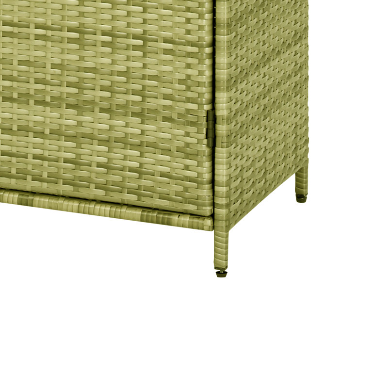 Wicker Outdoor Storage Cabinet For Garden, Backyard, Porch, Green
