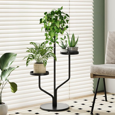 3 Tier Plant Stand Indoor Outdoor Metal Plant Shelf for Multiple Plants Pots Tier Tall Flower Holder for Living Room,Bedroom Decor,Balcony,Black