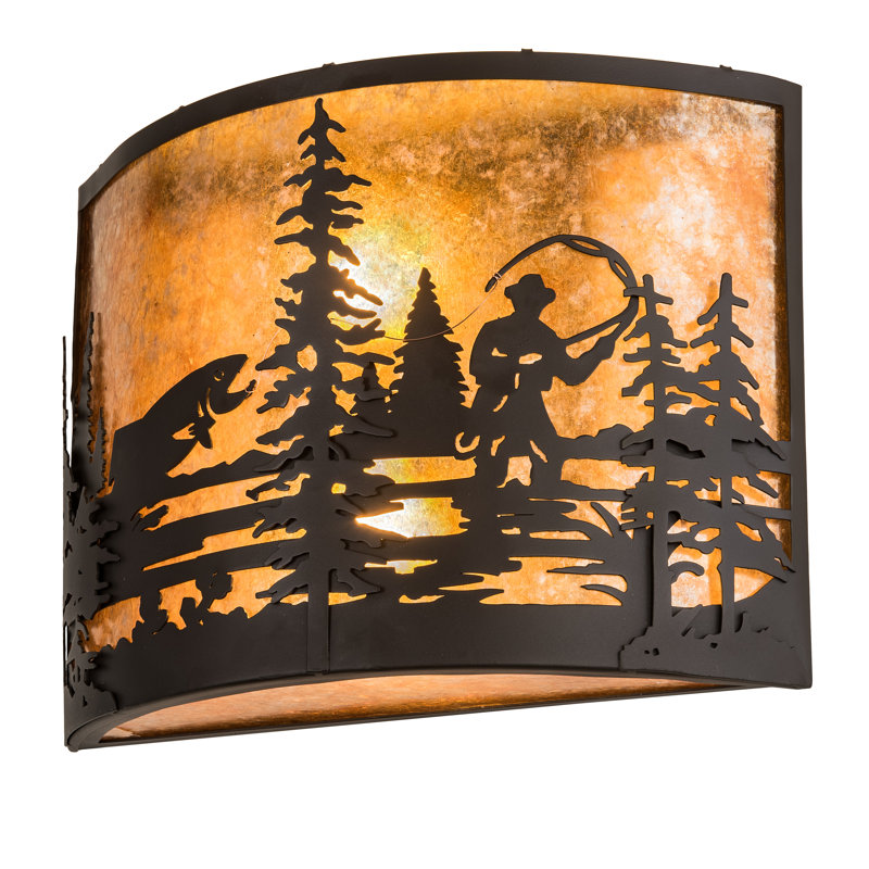 Fly Fishing Creek 2-Light Flush Mount, Amber, 2