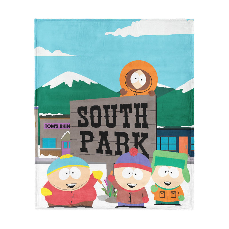 Plaid imprimé South Park 117 x 152 cm, 100 % polyester, doux, confortable, léger et décoratif