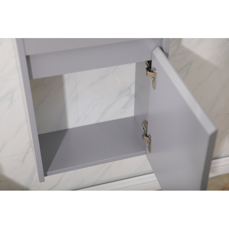 16" Modern Wall-Mounted Single Bathroom Vanity, Gray