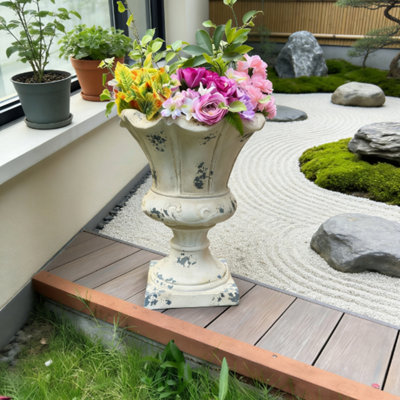 Jardinière MGO, décoration et plantation de jardin, couleur blanc antique, l 16,33 po x P 16,33 po x H 21,45 po