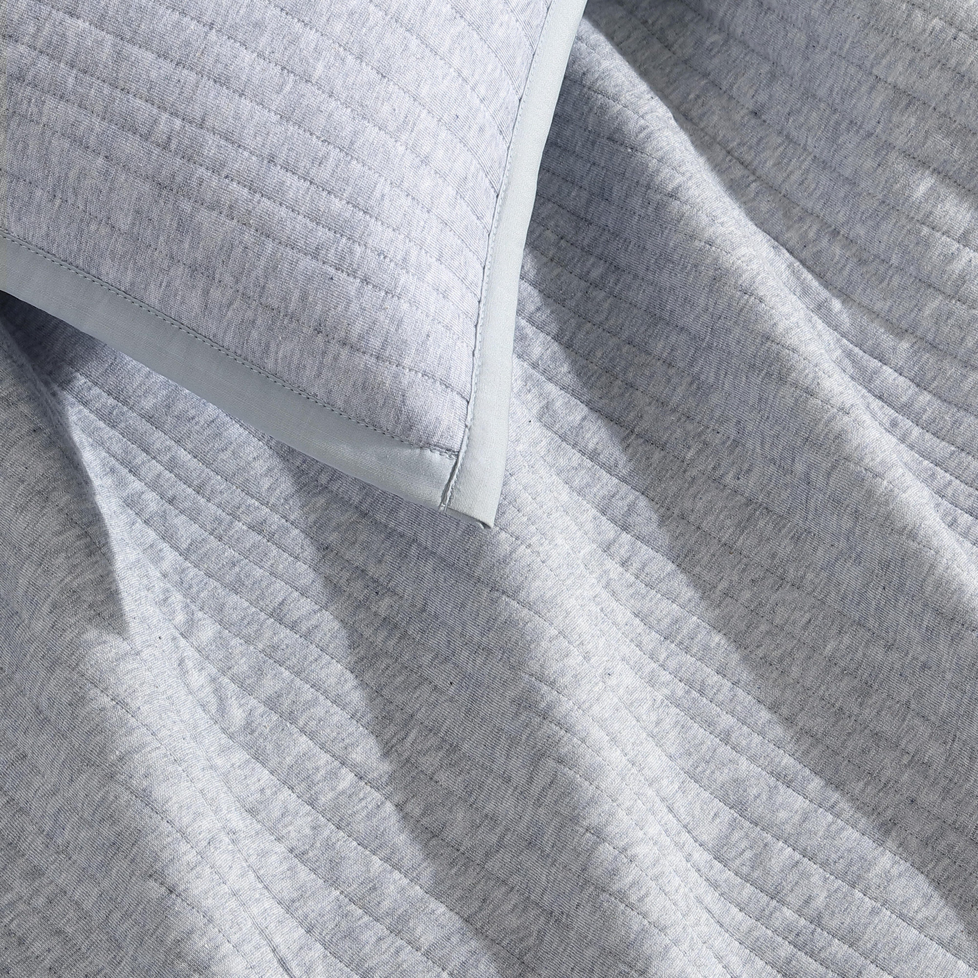 Calvin Klein Modern Cotton Ribbed Matelasse Duvet Cover Set, Gray/Blue, Queen Duvet Cover +  2 Standard Shams