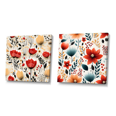 Coriandre - Abstract Botanicals Square Collage Set Of 2