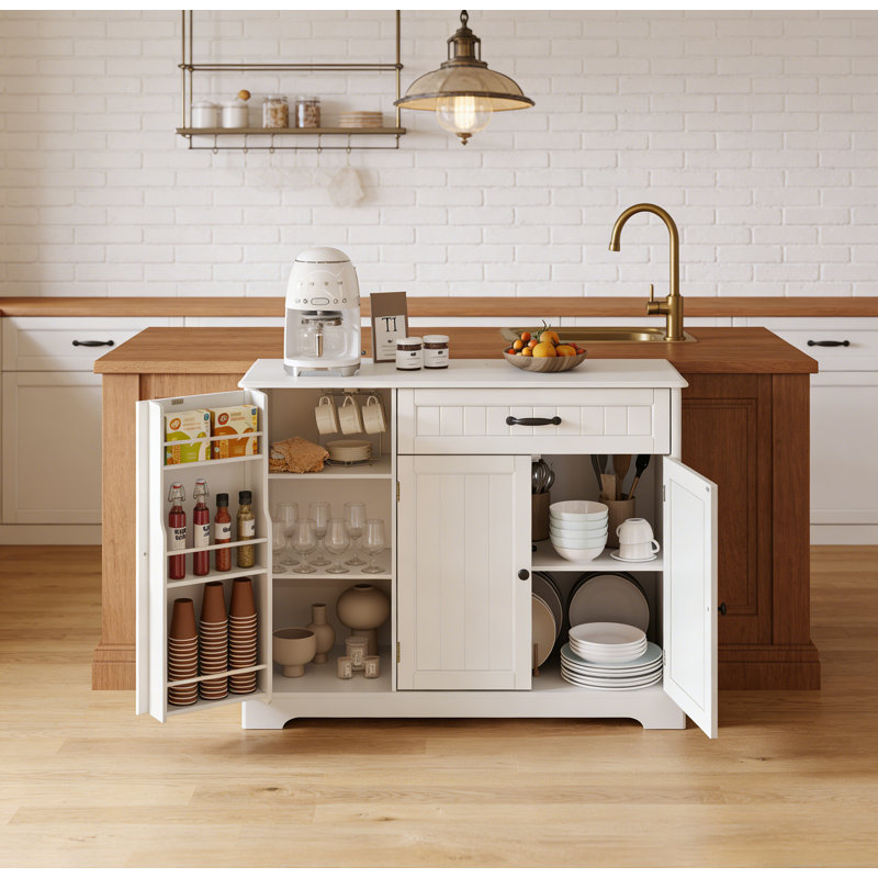 Bayview 33” Stand Kitchen Pantry with 3 Doors, 1 Drawer, Multiple Finish Options, White