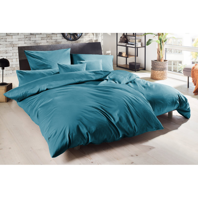 Cotton 240 TC Modern & Contemporary Duvet Cover Set, 155 x 220cm - 1 Pillowcase (80 x 80 cm), Emerald