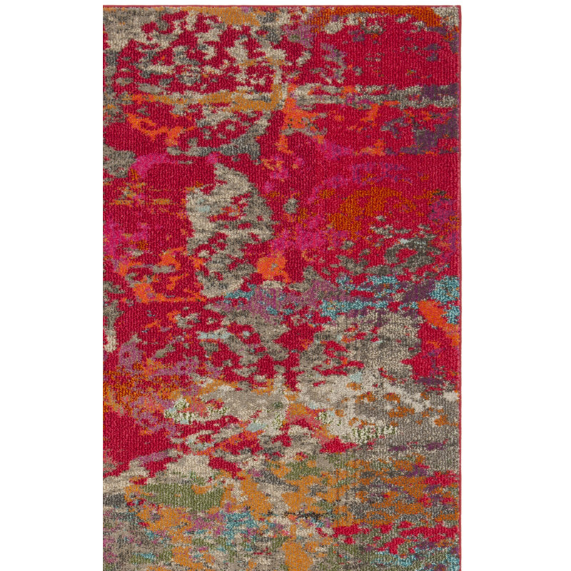 Tapis fuchsia / bleu Hertzler, Rectangle 4 pi x 5 pi 7 po