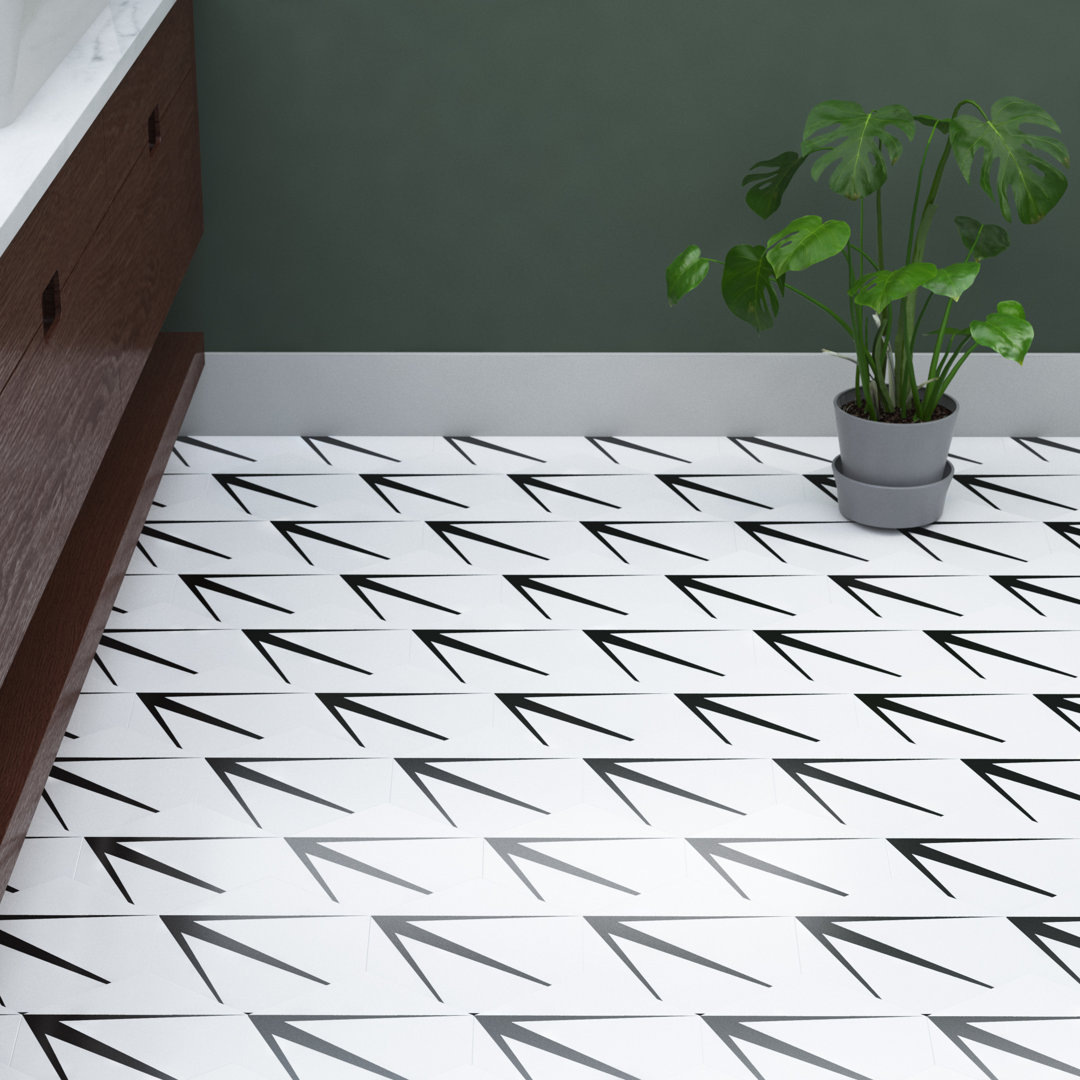 Trident 9" x 10" Porcelain Patterned Wall & Floor Tile Merola Tile