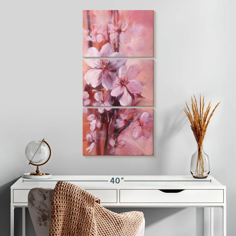 Fleurs d'amandier japonais, H 32 po x l 15 po