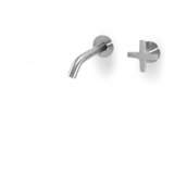 Acquaco Linki Quattro Wall Mount Two-Hole Single Handle Bathroom Lavatory Faucet with 3-1/2'' Spout Reach