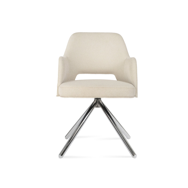 Marash Stick Swivel Arm Chair, Chrome, Black